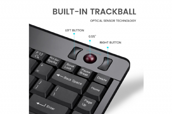 Compact Trackball Keyboard - Wireless Mini Trackball Keyboard